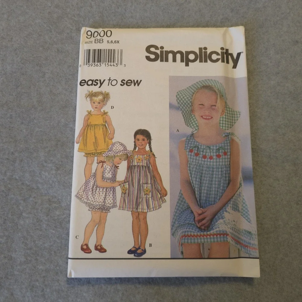 Vintage Simplicity 9000 Girls Dress Pattern Size 5 6 6X Uncut Easy Sew Summer